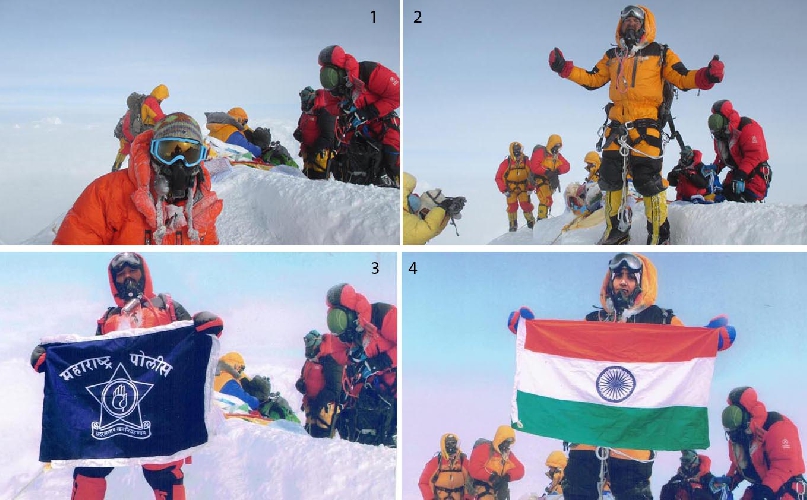 №1 и №2 это фото альпинистов поднявшихся на вершину Эвереста 23 мая 2016 года.<br>№3 и №4  - фотомонтаж семейной пары из Индии Динеш (Dinesh Rathod) и Таракешвари Ратход (Tarakeshwari Rathod)