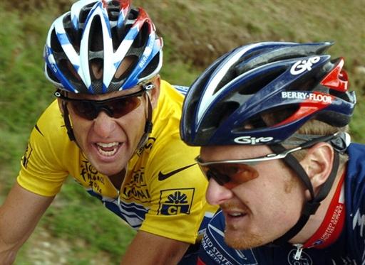 Lance Armstrong and Floyd Landis on the US Postal team    Photo: © AFP Photo