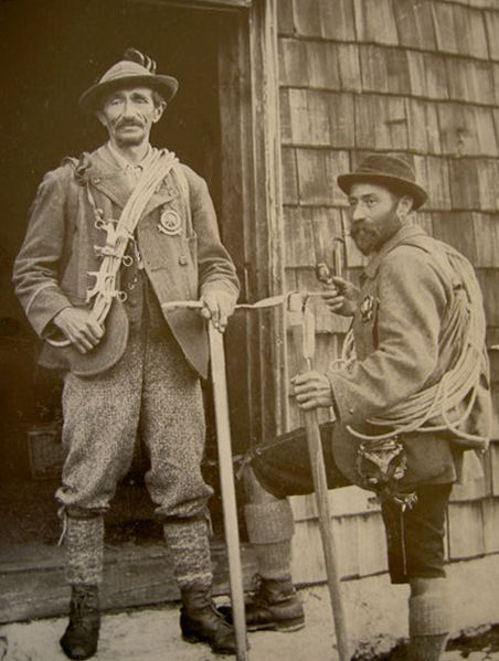австрийские горные гиды Anselm Klotz и Josef Frey: первыми покорившие Freispitze 1875 год