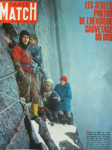 François Guillot и Gary Hemming с двумя немецкими альпинистами. Фото René Desmaison для Paris-Match