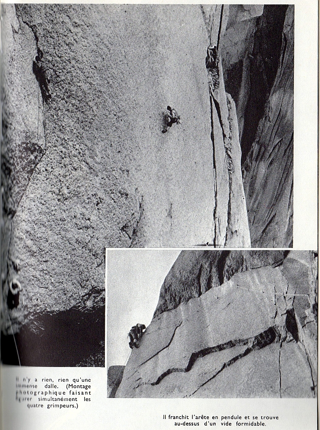 Самый сложный участок маршрута по Западному склону Дрю: маятниковый переход. Фото Guido Magnone 1952