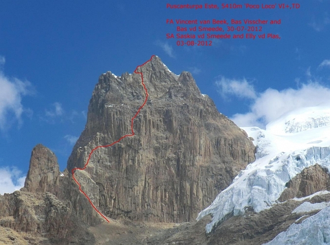 Новый маршрут Poco Loco (VI+/TD) на вершину Puscanturpa Este (5490м), Кордильеры, Перу