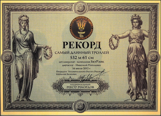 Диплом Национального рекорда Украины
