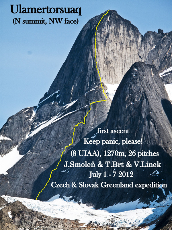 Tasermiut Fjord: маршрут "Keep Panic, Please" Tomas Brt, Vlado Linek, Jan Smolen на Ulamertorsuaq