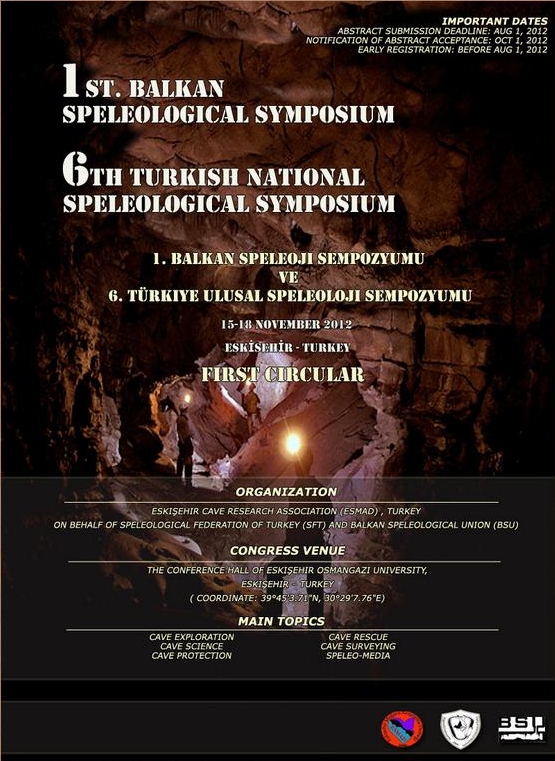 1st Balkan Speleological Symposium and  6th Turkish National Speleological Symposium.