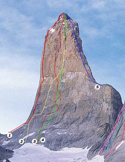Torre South del Paine (2500 м) маршрут «Dans l’Oeil du Cyclone» под номером 4