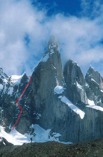 маршрут Francois Marsigny и Andy Parkin "A La Recherche du Temps Perdu", Esperance Col, Cerro Torre