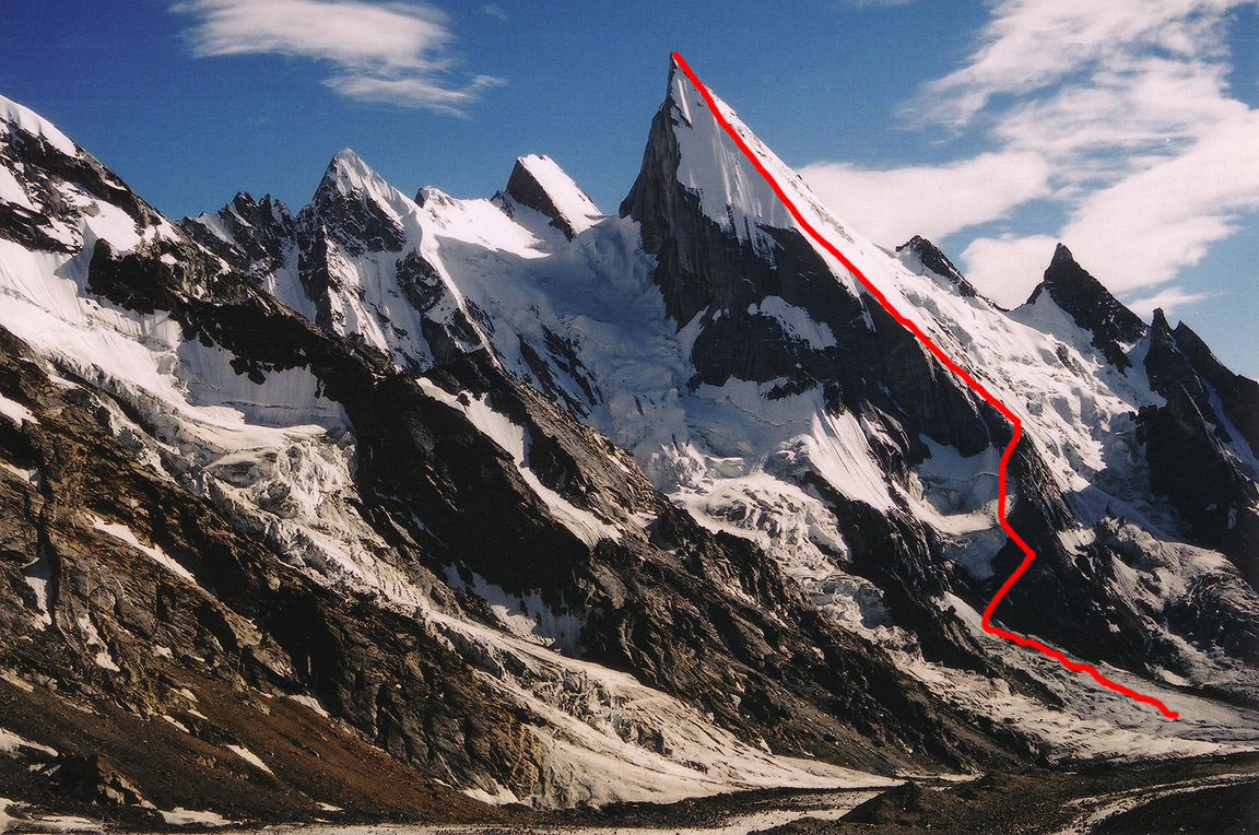 Маршрут итальянской команды Fabio Iacchini и Paolo Cavagnetto на вершину Лайла Пик (Laila Peak, 6096 м)