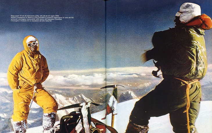 Ахилл Компаньони и Лино Лацеделли на вершине K2
