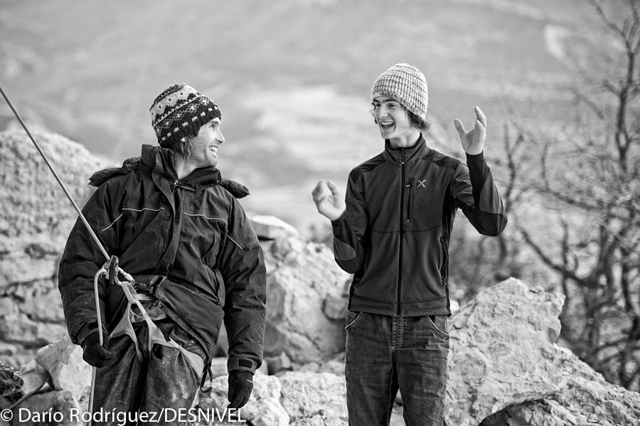 Крис Шарма (Chris Sharma) и Адам Ондра (Adam Ondra) на следующий день после прохождения Адамом маршрута “La dura dura”