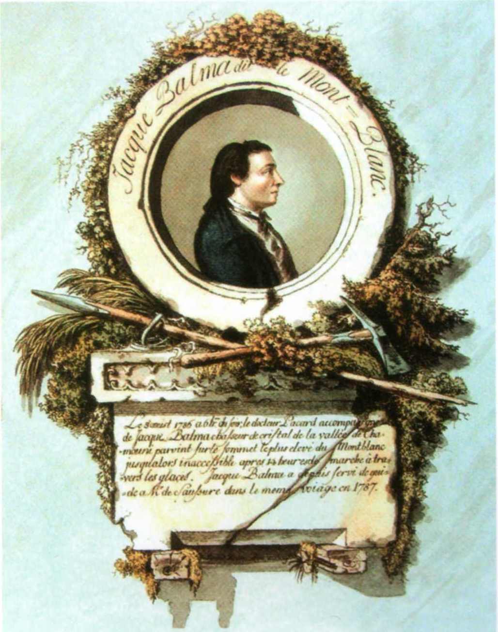  Жак Бальма (Jacques Balmat). Портрет на медальоне работы Bacler d