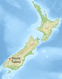 пик Тутоко (Mount Tutoko, 2746м) на карте Новой Зеландии