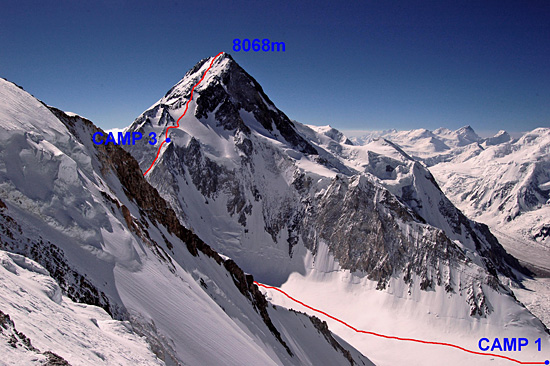стандартный маршрут восхождения на восьмитысячник Гашербрум 1 (Gasherbrum I, 8080м) 
