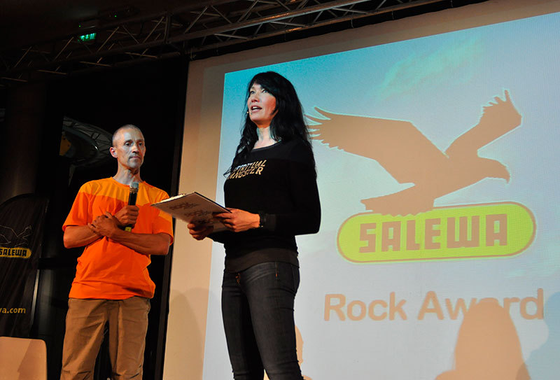 Arco Rock Legends 2013. На сцене британский скалолаз  Стив МакКлюр (Steve McClure) , претендент на премию Salewa Rock Award