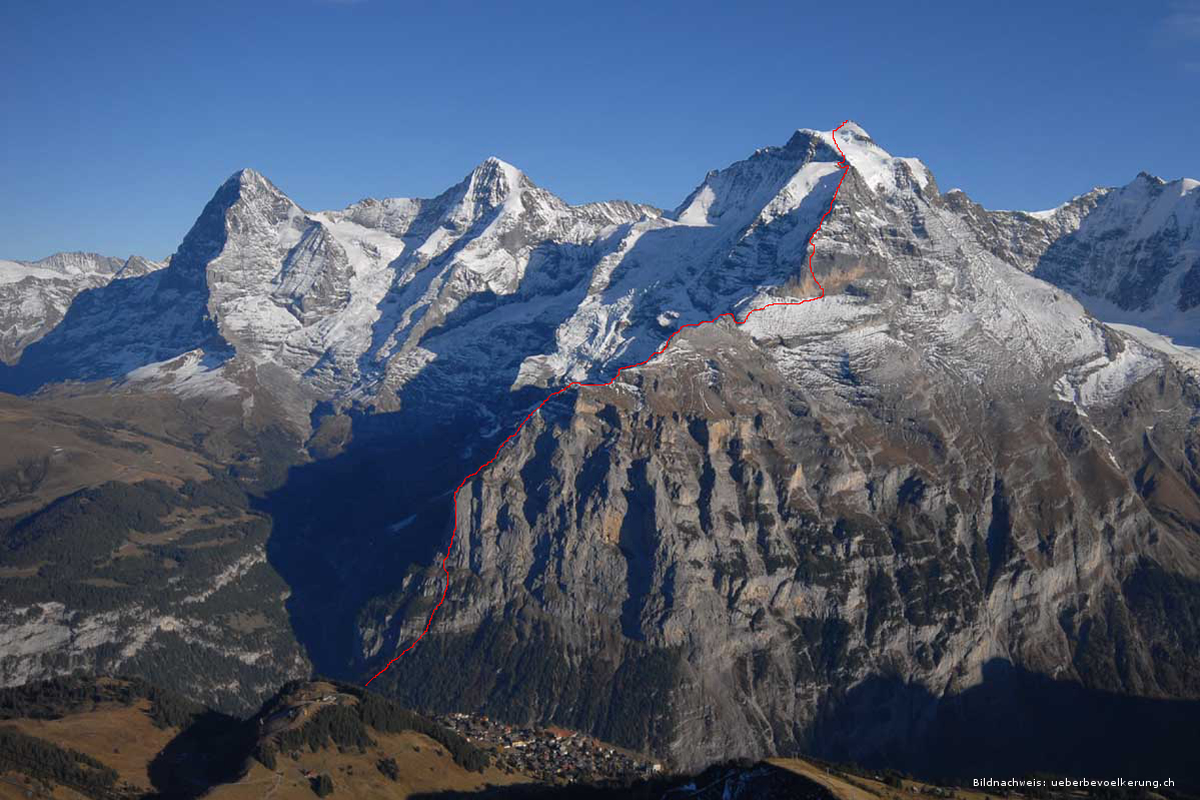маршрут "Jungfrau Marathon" на вершину Юнгфрау (Jungfrau, 4158 метров). Швейцария