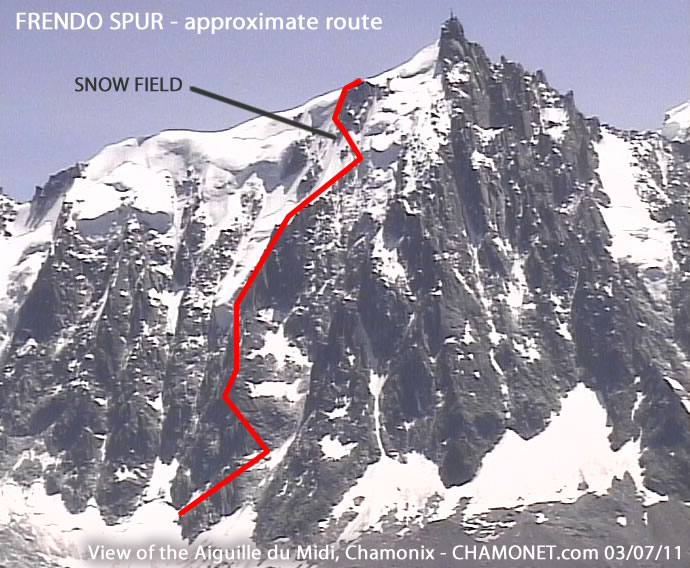 маршрут "Frendo Spur" на Северной стене пика Эгюий-дю-Миди (Aiguille du Midi) 