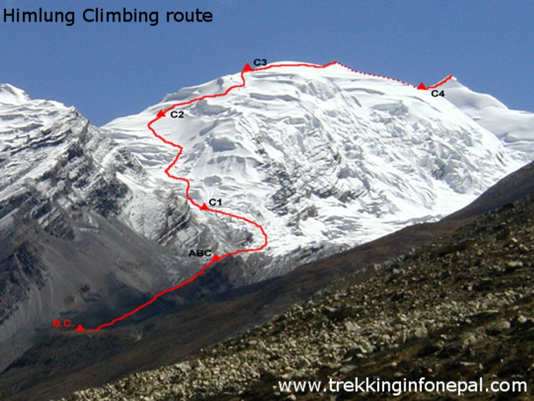 Стандартный маршрут восхождения на Химлунг (Himlung, 7126 м)