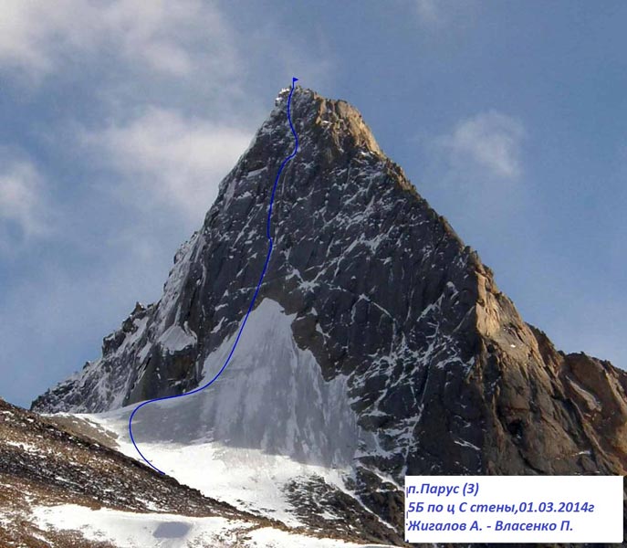маршрут зимнего первопрохождения по Северной стене горы Парус (Памиро-Алай)