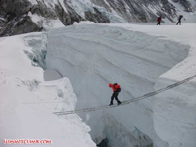 лестница на Ледопаде Кхумбу на Эвересте