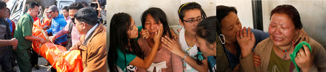 Тело погибшего Dorjee Khatri Sherpa оплакивает его семья