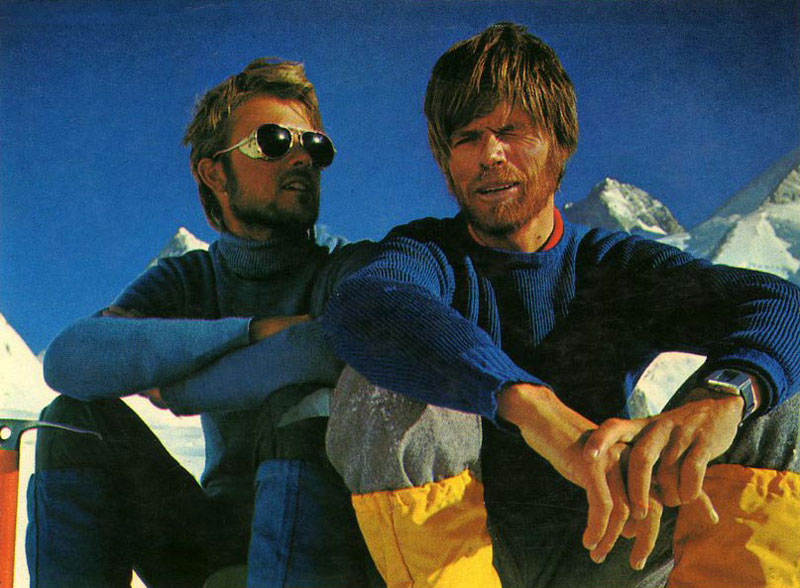 Петер Хабелер (Peter Habeler) и Райнхольд Месснер (Reinhold Messner) у восьмитысячника Гашербрум. 1975 год 