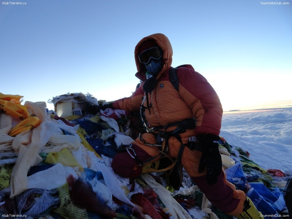  экспедиция "Клуб 7 Вершин" на вершине Эвереста