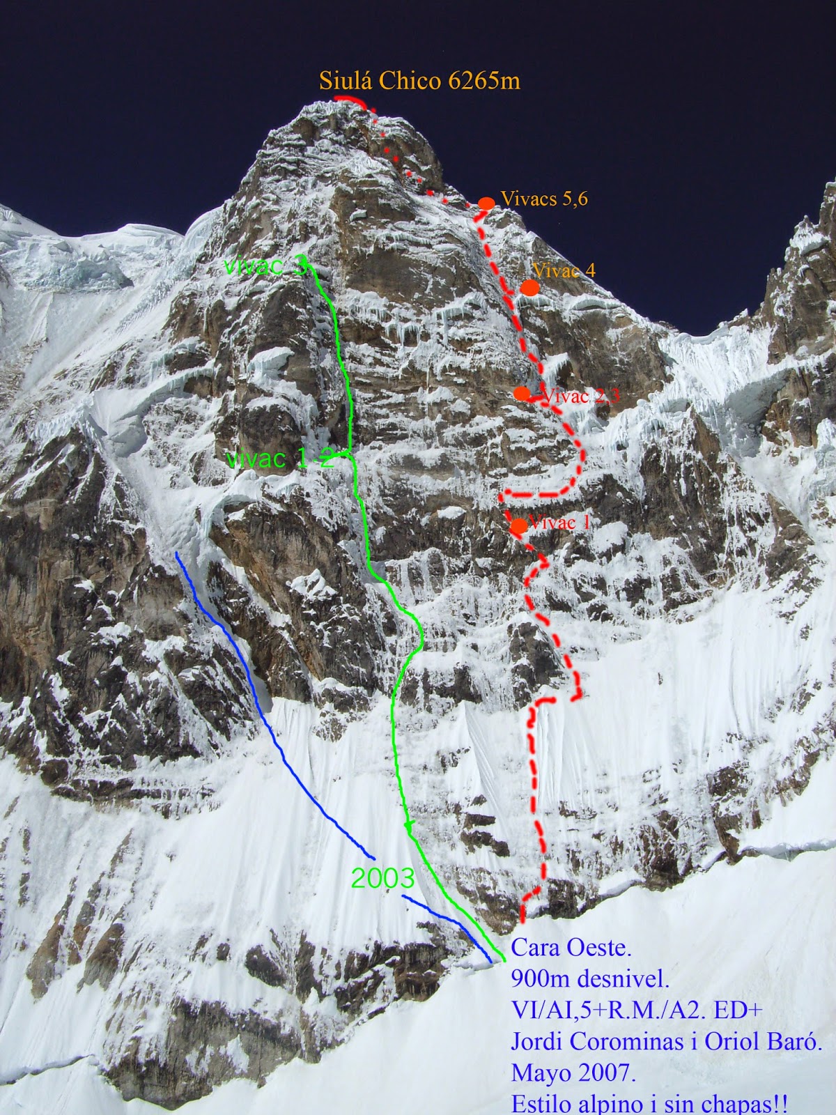 первопрохождение нового маршрута "Looking for the Void" по Западной стене шеститысячника Сиула Чико (Siula Chico, 6265 м). 