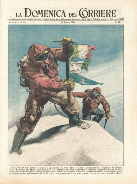  На вершині К2. 1954 рік. Обкладинка журналу, присвячена першосходженню на вершину
