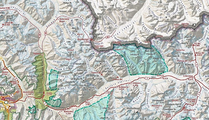 Туристическая карта Национального парка Центральный Каракорум "Central Karakorum National Park"