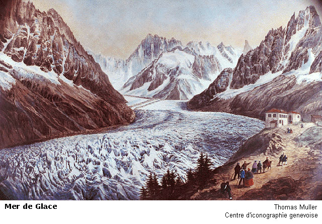 ледник Мер-де-Глас (Mer de Glace) на гравюрах 19 века