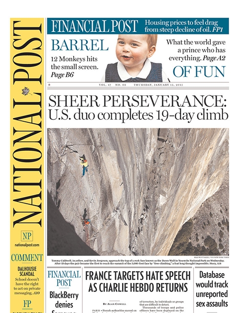 Заголовки американских газет по поводу завершения проекта "Dawn Wall"