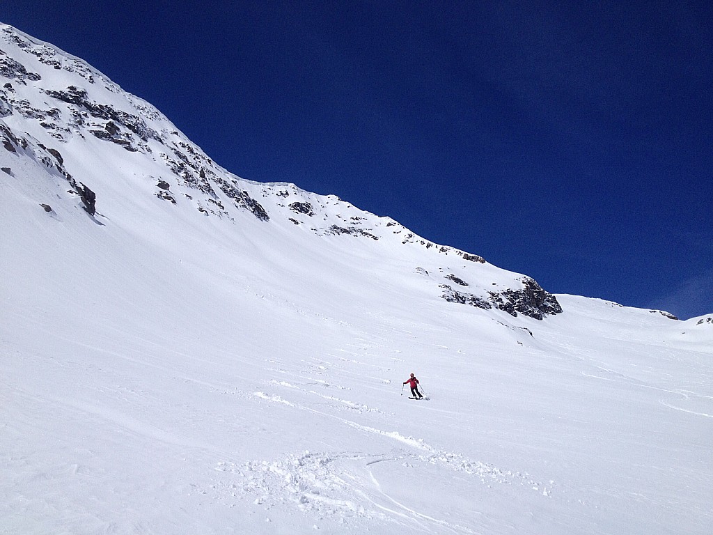 Спуск на горных лыжах с L