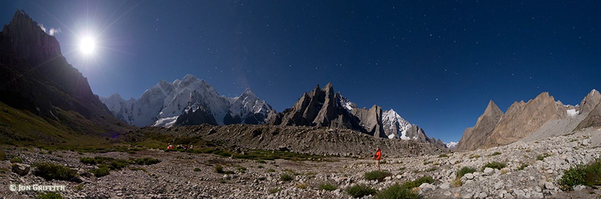  Huge pano of full moon rising over K7 on the left whilst I watch on. Photo Jon Griffith