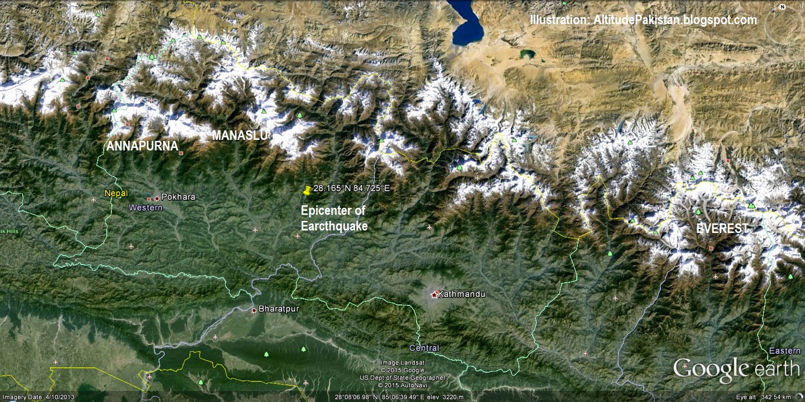 Эпицентр землетрясения в Непале
