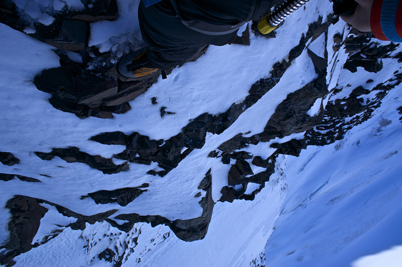 Маркус Пухер (Markus Pucher) на маршруте  Into the Wild по Западной стене горы Маркони Сур (Cerro Marconi Sur)