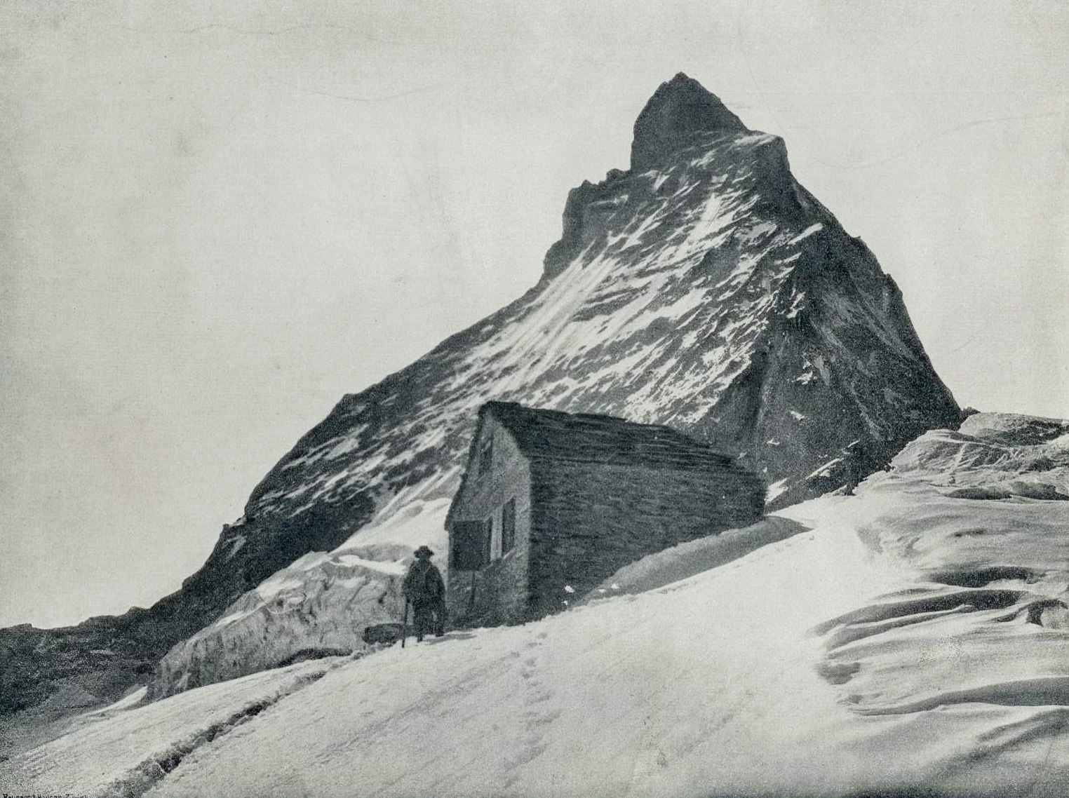 Маттрехорн и первая горная хижина Хорнли. Фото 1890 года 