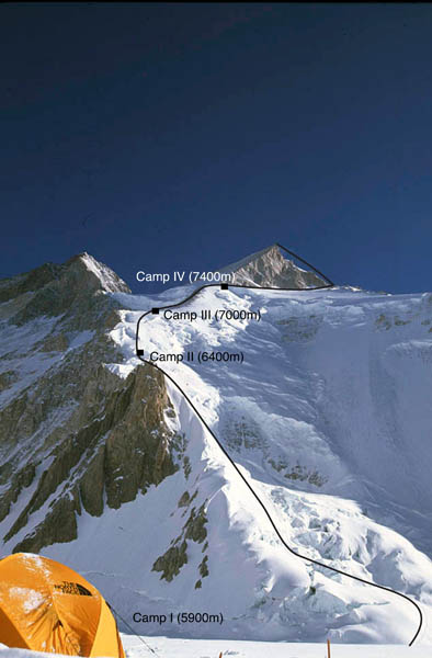 Гашербрум II. маршрут восхождения (Normal Route on Gasherbrum II)
