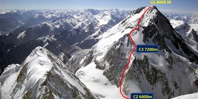 Гашербрум 1 (Gasherbrum I, 8080м) - участок маршрута между вторым и третьим высотными лагерями