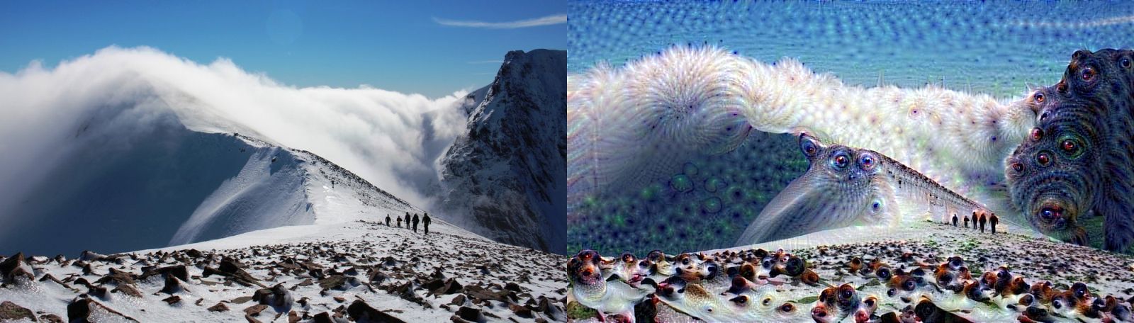Горы в сюрреалистических фотографиях нейронной сети Deep Dream Google