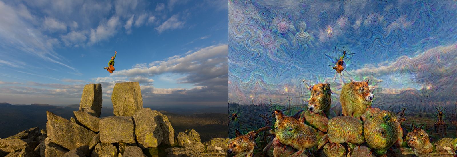 Горы в сюрреалистических фотографиях нейронной сети Deep Dream Google