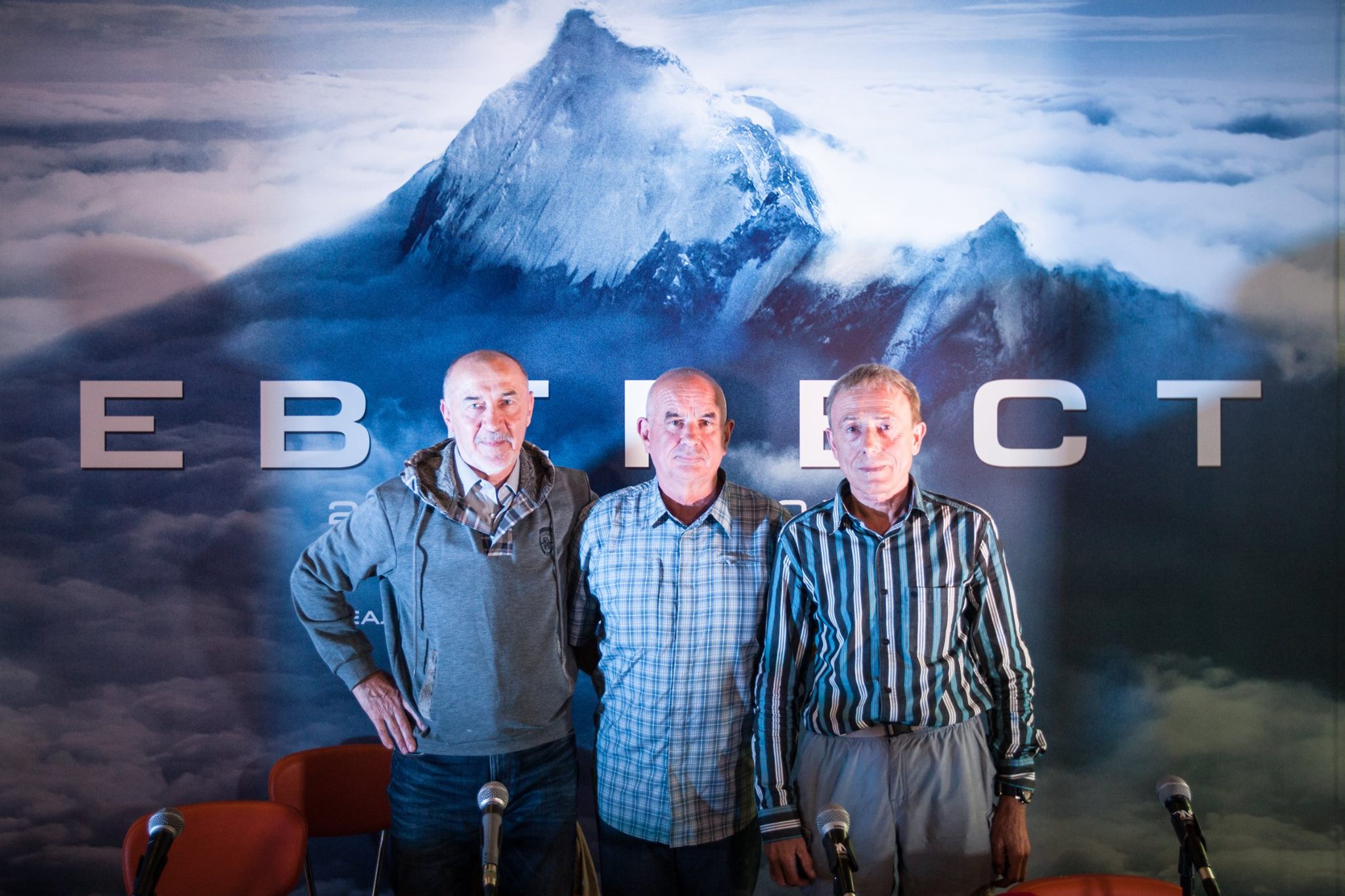 Иван Валеня, Мстислав Горбенко, Сергей Бершов на предпремьерном показе фильма "Эверест"