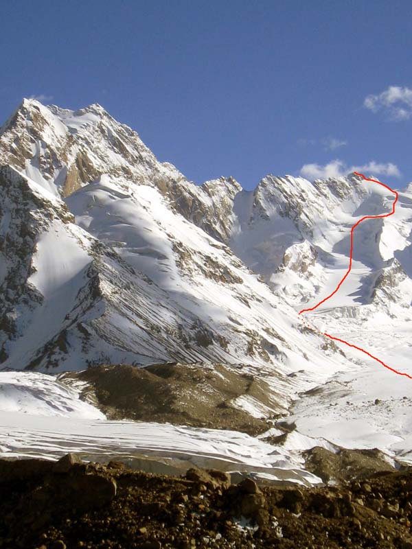 Маршрут: "West ridge route"  по Западному плечу Кызыл Аскер (5632 м) (Kyzyl Asker west shoulder) 