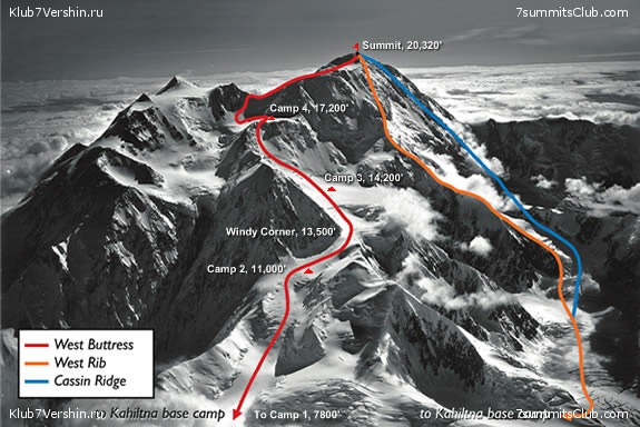 Денали (Мак-Кинли; англ. Mount McKinley, Denali). Маршруты восхождения 
