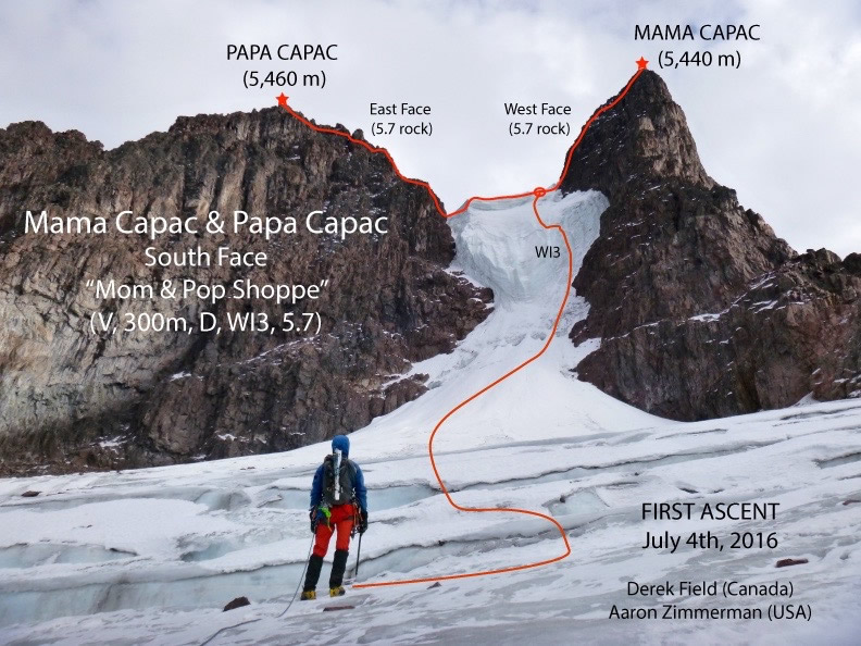 Маршруты на Мамакапак (Mamacapac, 5440 метров) и Папакапак (Papacapac, 5460 метров). 