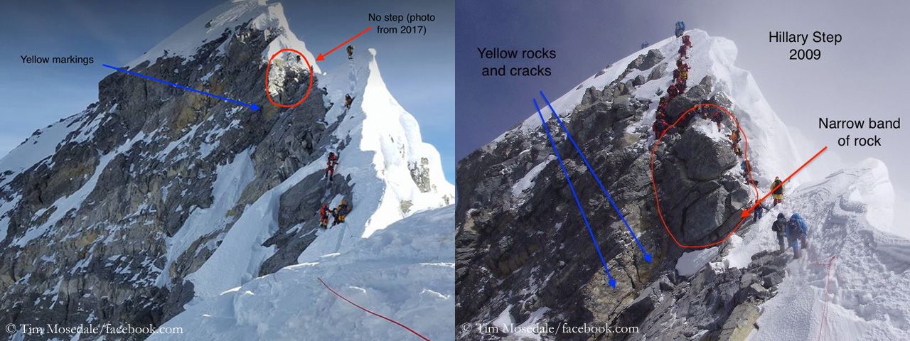 Бывшая ступень Хиллари на Эвересте. фото май 2017 года