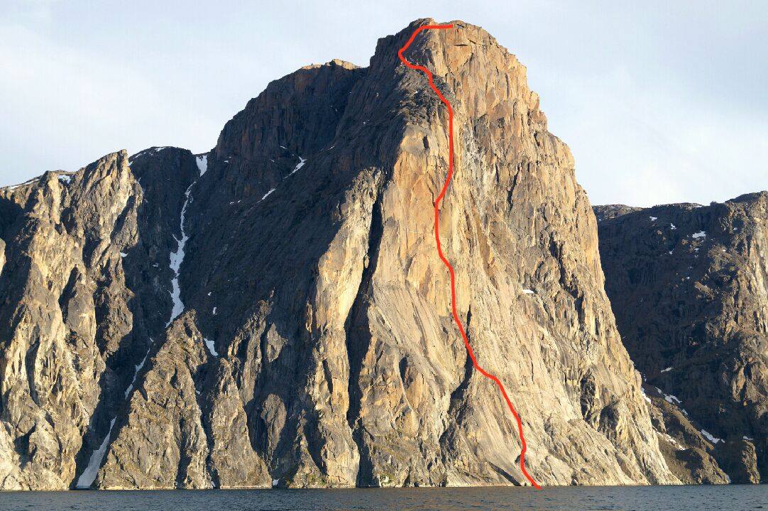 22-веревочный маршрут "Nightwatch" сложности 7с+ на  Западном побережье Гренландии,  Akuliaruseq и Kangeq