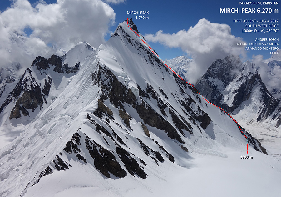 Маршрут Mirchi по Юго-Западному гребню пика Мирчи (Mirchi Peak, 6270 м) 