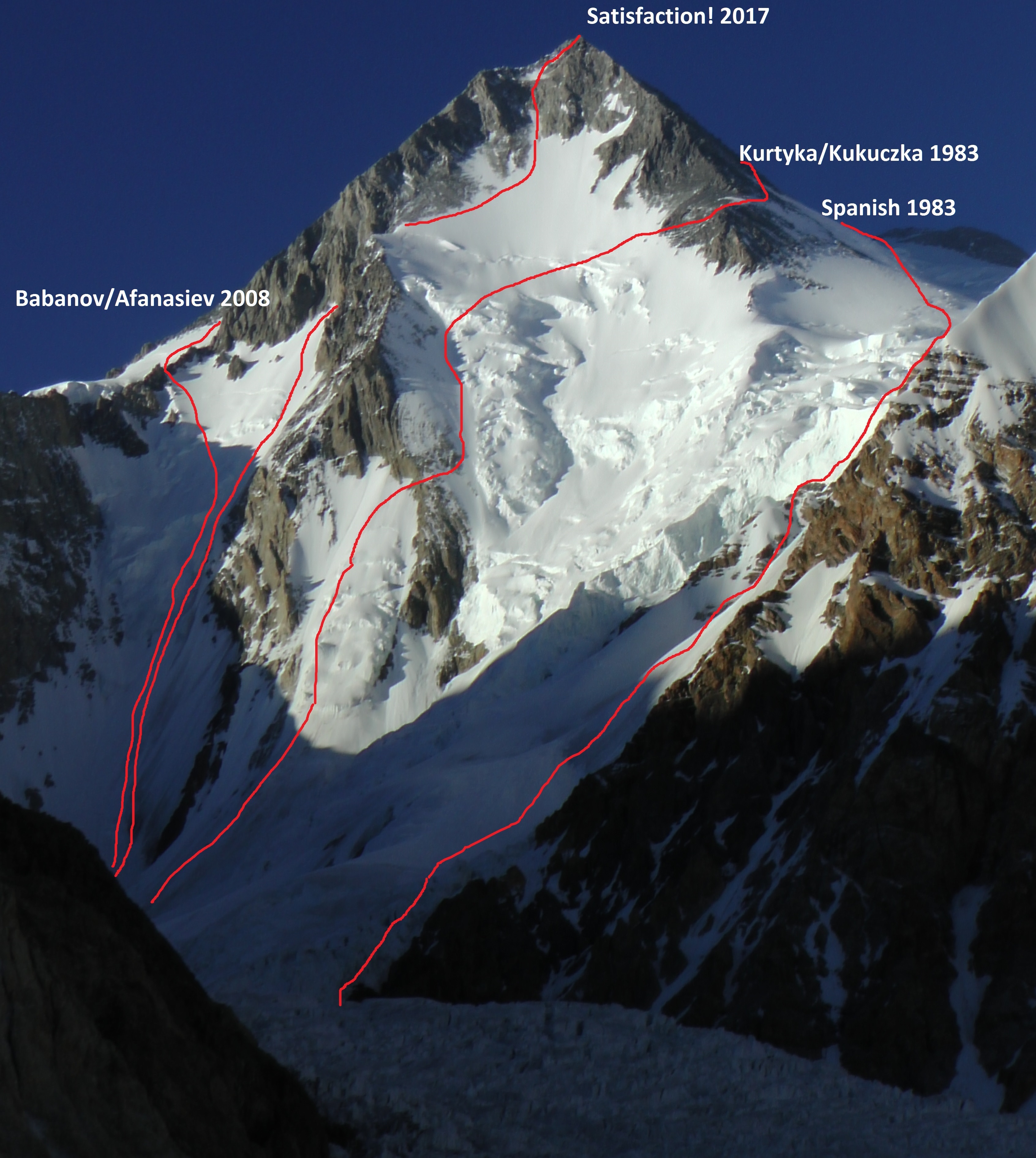 Гашербрум I (Gasherbrum I, 8080 м)  - новый чешский маршрут Satisfaction по Юго-Западной стене