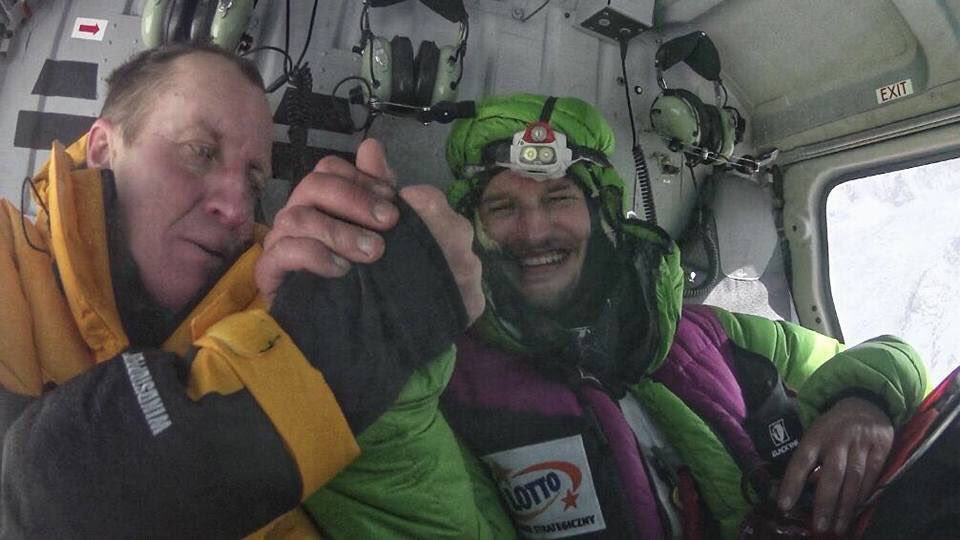 Адам Белецкий и Денис Урубко  - спасработы на Нангапарбат, 28 января 2018 года