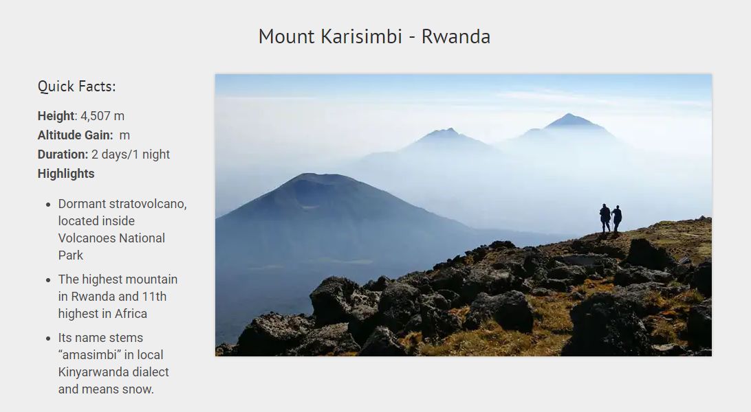 Карисимби (Mount Karisimbi, 4507 м) – высочайшая вершинуа Руанды;
